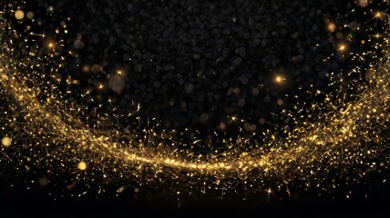 Luxurious Golden Sparkles on Black Abstract Background