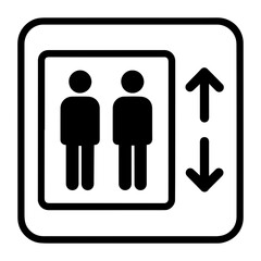 Passenger lift with up down arrow icon with transparent background symbolizing elevator movement and vertical transport
