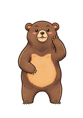 Fototapeta premium Cute Cartoon Bear Illustration on White Background