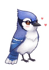 Naklejka premium Cute Cartoon Blue Jay Bird Illustration