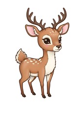 Fototapeta premium Cute Cartoon Deer Illustration on White Background