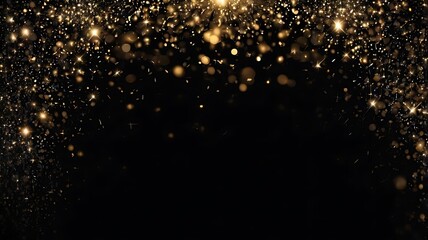 Luxurious Golden Sparkles on Black Abstract Background
