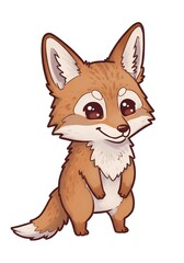Cute Cartoon Fox Illustration on White Background
