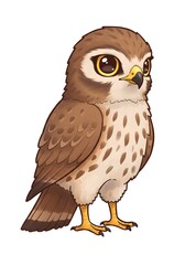 Naklejka premium Cute Cartoon Hawk Illustration on White Background