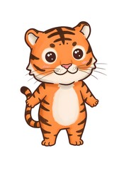 Cute Cartoon Tiger Cub Illustration - Adorable Animal Character