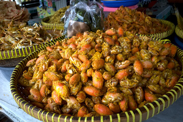 Flour fried fresh seafood in Depok Beach, Yogyakarta, Indonesia