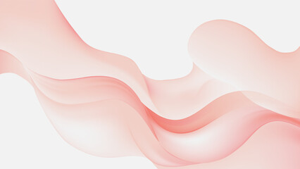 Minimalist abstract background, flowing and translucent waves in shades of pale pink on a light gray background