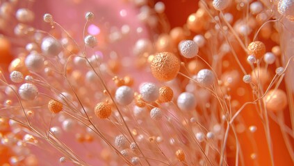 Abstract floral cluster of peach and white orbs