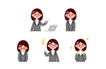 ビジネスウーマンのイラストセット