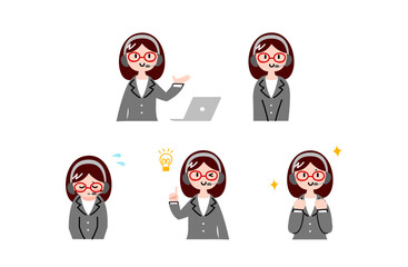 オペレーターの女性のイラストセット