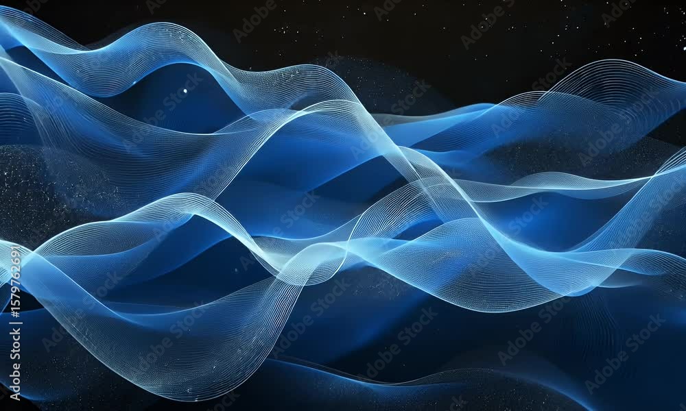 Aufkleber abstract digital blue background with glowing dots and lines forming a landscape. big data technolog