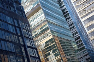 Skyscrapers with windows. Buildings for work.