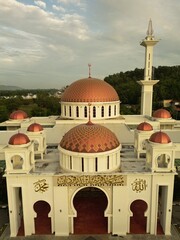 Sungai Petani, Kedah, Malaysia – July 14, 2025 - Aerial morning view of mosque located in Bandar...
