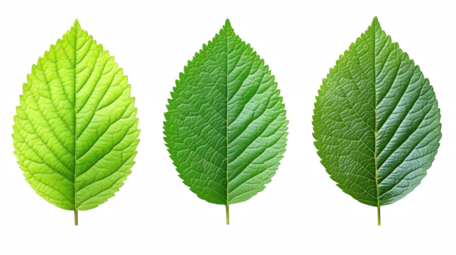 Three Green Leaves On Transparent Background