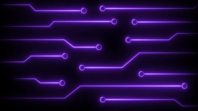 Purple circuit board shiny technology motion design. Futuristic technology concept. Glowing purple neon circuit board lines abstract motion design. Seamless loop 4k animation. - Powered by Adobe