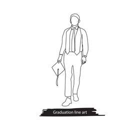 Vector continuous line drawing of a graduation student