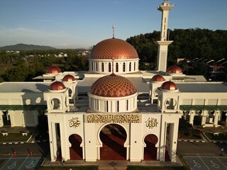 Sungai Petani, Kedah, Malaysia – July 14, 2025 - Aerial morning view of mosque located in Bandar...