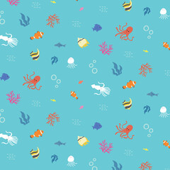 カラフルな海の中のイラスト　模様