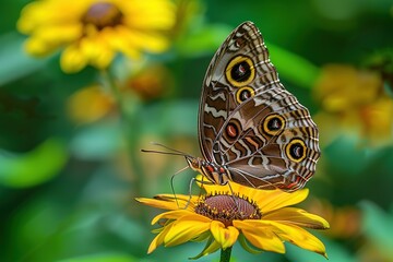 Beautiful butterfly on yellow flower