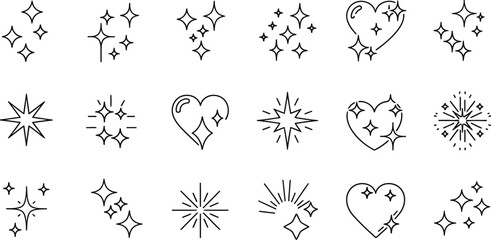 Obraz premium A collection of sparkling star and glitter designs icons