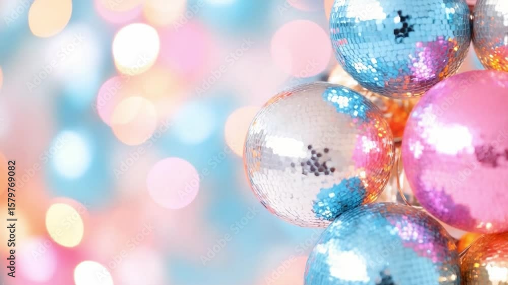 Poster shimmering orb radiance: a captivating display of shimmering orbs in a vibrant array of pastel hues,