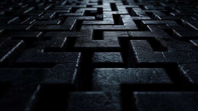Dark, intricate maze of interlocking squares