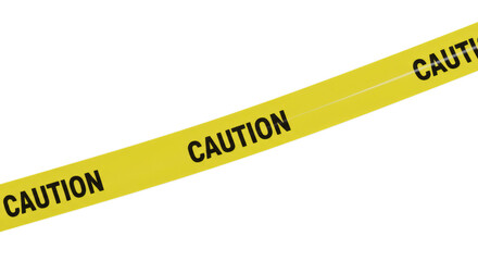 Bright Yellow Caution Tape on Transparent Background Warning Hazard