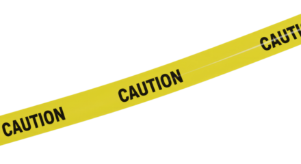 Bright Yellow Caution Tape on Transparent Background Warning Hazard