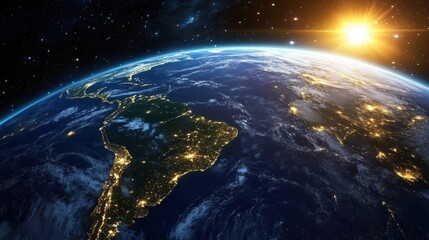 Obraz premium Stunning 3D Earth rendering from space at night with illuminated Asia Full View