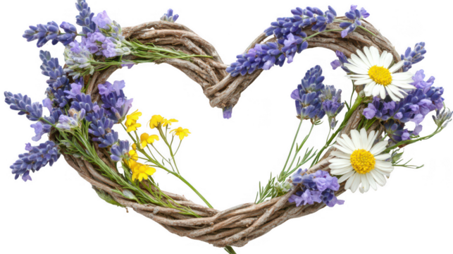 Heart Shaped Wreath With Lavender And Daisies