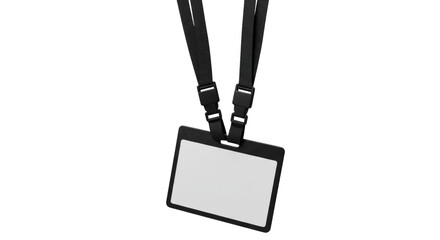 Hanging Badge ID Card with Black Lanyard on Transparent Background