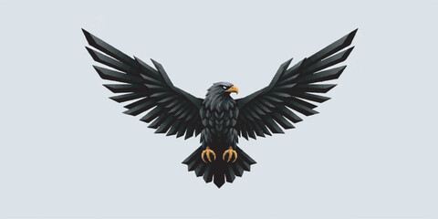 Obraz premium Stylized vector logo of an eagle with clean lines and sharp edges, designed in a symmetrical and minimalistic style