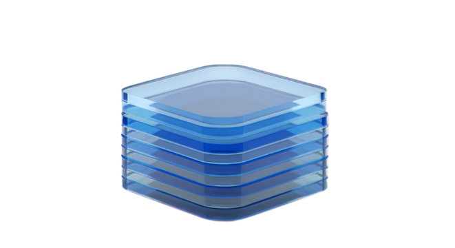 Stacked Blue Layers Geometric Abstract on Transparent Background