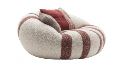 Comfortable Circular Striped Plush Couch With Pillows
