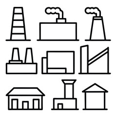 Industrial building icons factory industry