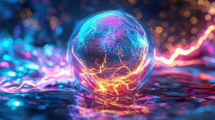 Abstract glowing sphere with colorful lighting