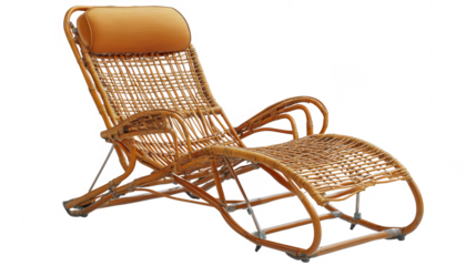 Wicker Lounge Chair With Cubical Pattern Design
