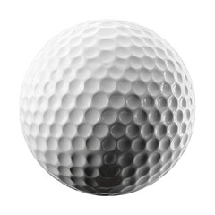A single, round white golf ball, isolated for a clear view of the sport's essential equipment