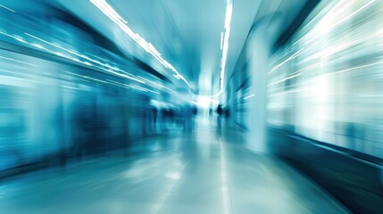Busy modern corridor interior motion blur