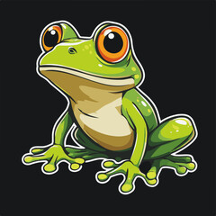 Bright Green Frog Cartoon Illustration with Bold Eyes, a charming vector graphic for nature and wildlife enthusiasts
