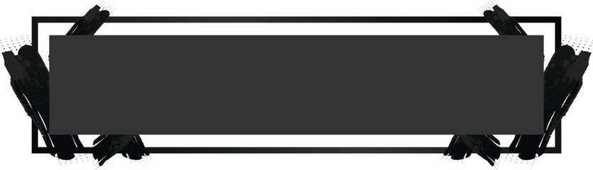 Black horizontal banner and frame with brush stroke design
