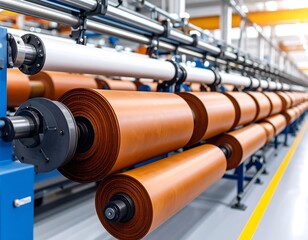Industrial machinery processing rolls of material