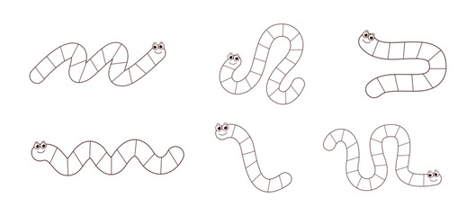 Worm Board Game Path Outline, Worksheet, Printable for Kids