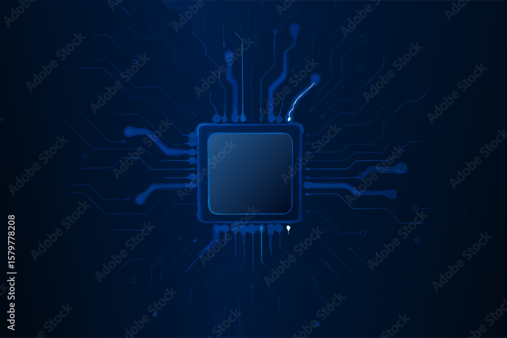 Poster futuristic processor chip design circuitry and technology for modern digital concepts