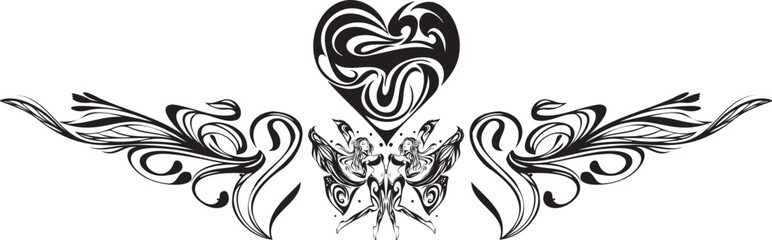 ハートの左右対称系トライバルマーク