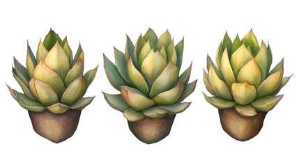 Succulent Plant Trio With Transparent Background