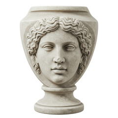 Obraz premium Elegant marble vase featuring a classical face design, set against a neutral backdrop