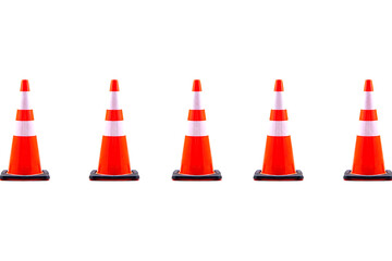 Traffic Cones: A row of vibrant orange traffic cones stands at attention, presenting an arresting display of structure and visual contrast, designed to draw the eye and demand attention.