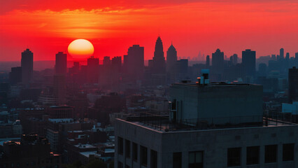 Fototapeta premium new york skyline at sunset