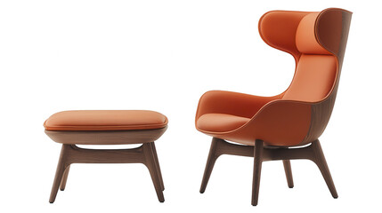 Orange Comfortable Chair With Matching Ottoman Furniture
